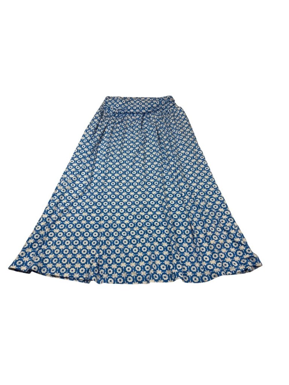 Boden Womens Blue & White Floral Print Midi Skirt Size US 8R Stretch (ii972)